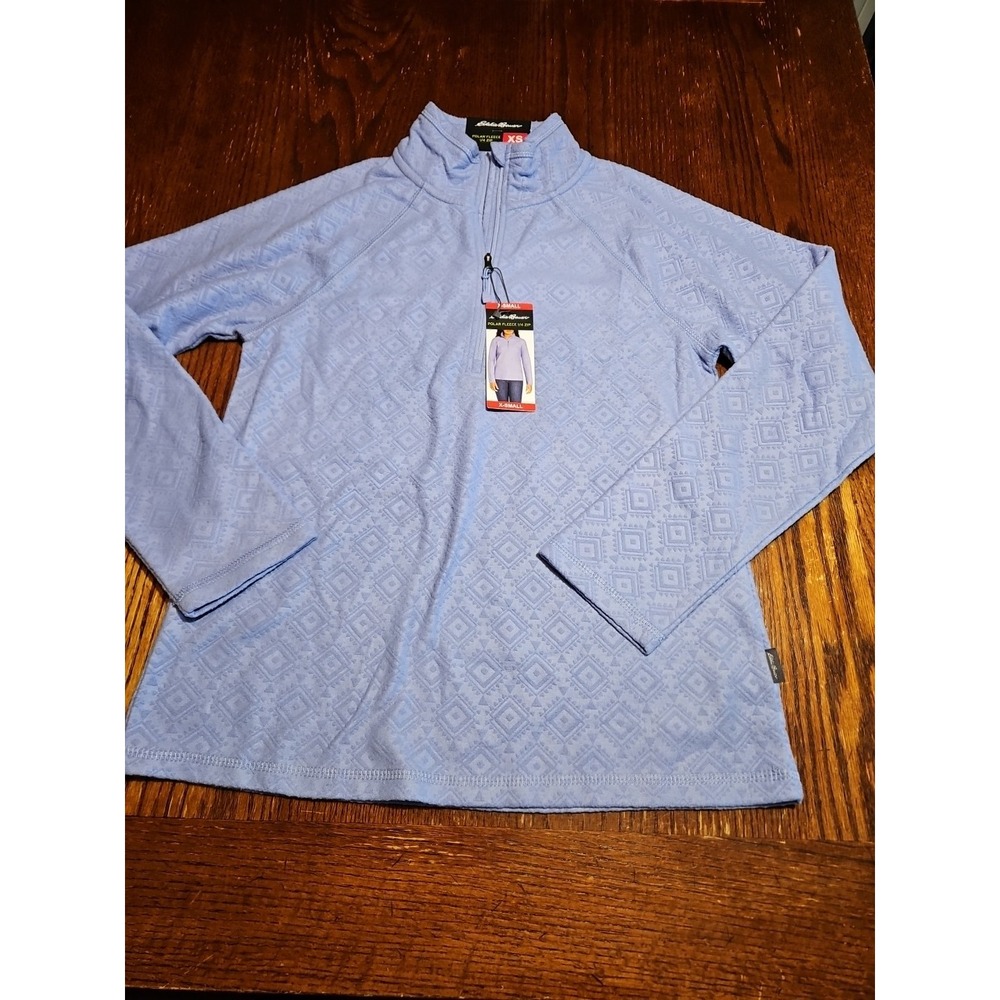 Eddie Bauer Women's Polar Fleece Quarter Zip Pullover Light Blue XS NWT (A957)